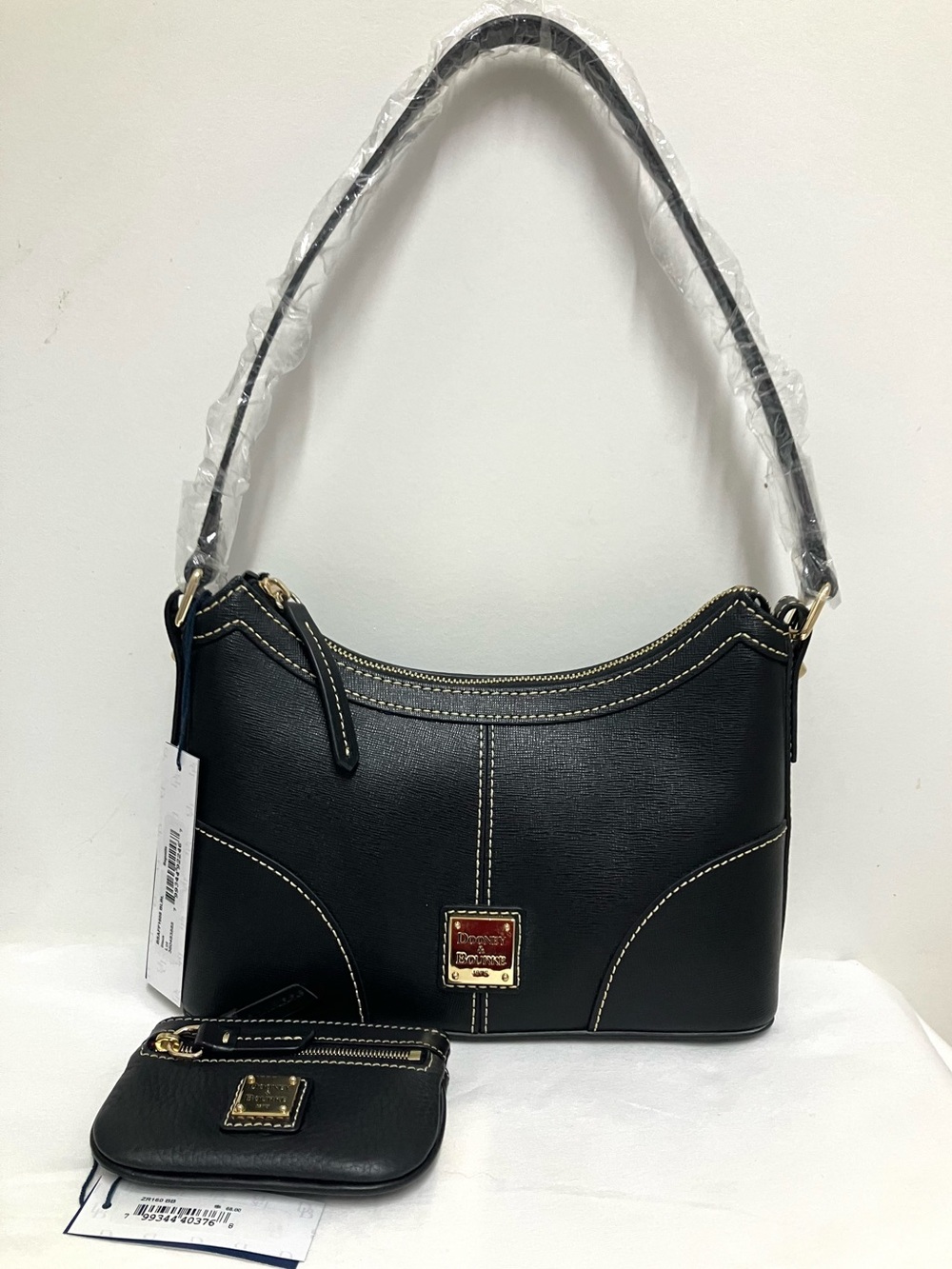Dooney & Bourke Saffiano Leather Baguette Shoulder Bag with Matching Coin Pouch